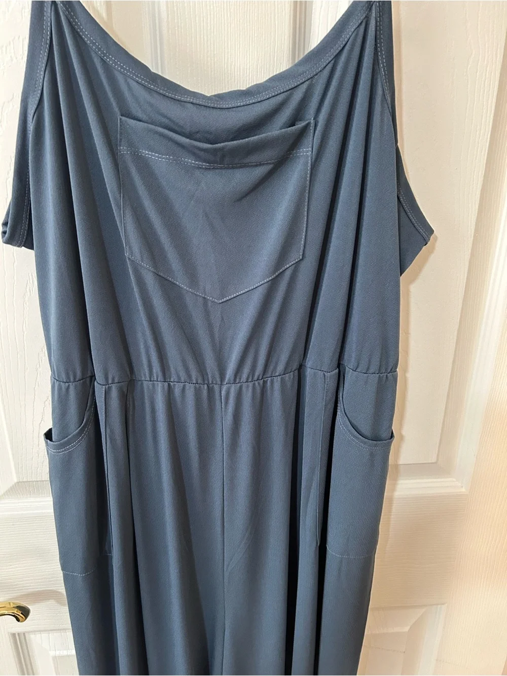 LuLaRoe XL Leola Sleeveless Wide-Leg Jumpsuit in Slate Blue
